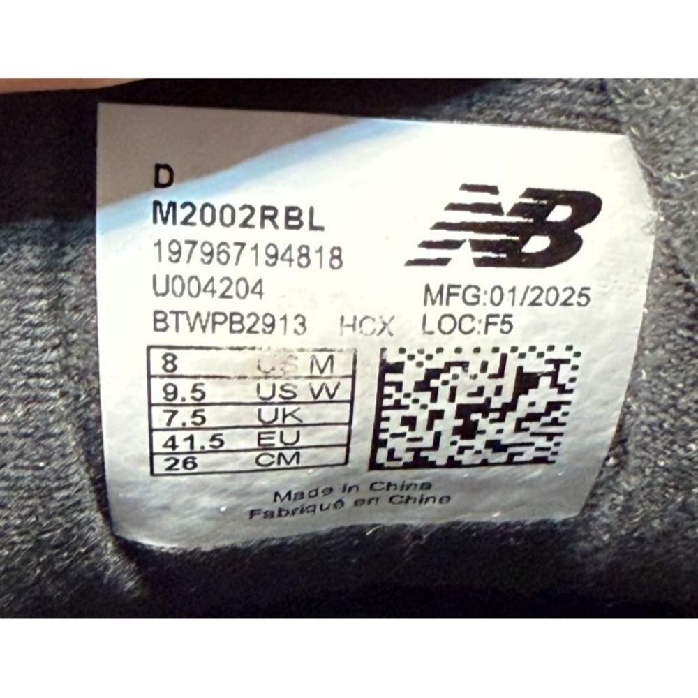 New Balance 2002R M2002RBL Unisex M8/W9.5 Running Shoes Black Magnet Sneakers - Picture 8 of 9